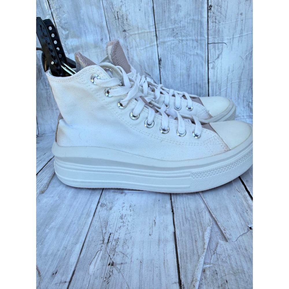 Converse Chuck Taylor All Star Move Platform High Top White Pink Leather Accents